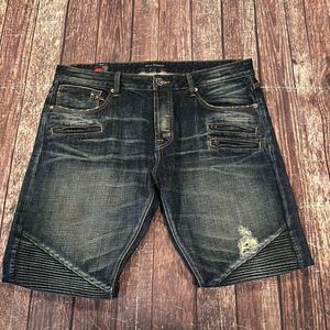 Cult of Individuality Men Rebel Cargo Zip Moto Straight Denim Jeans 38x34 (39X31